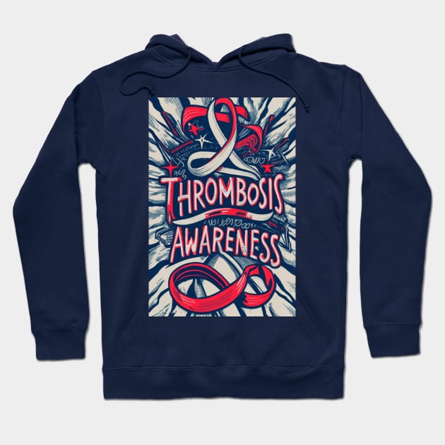 Thrombosis Awareness Ribbon Retro Background Hoodie by Seeds of Authority